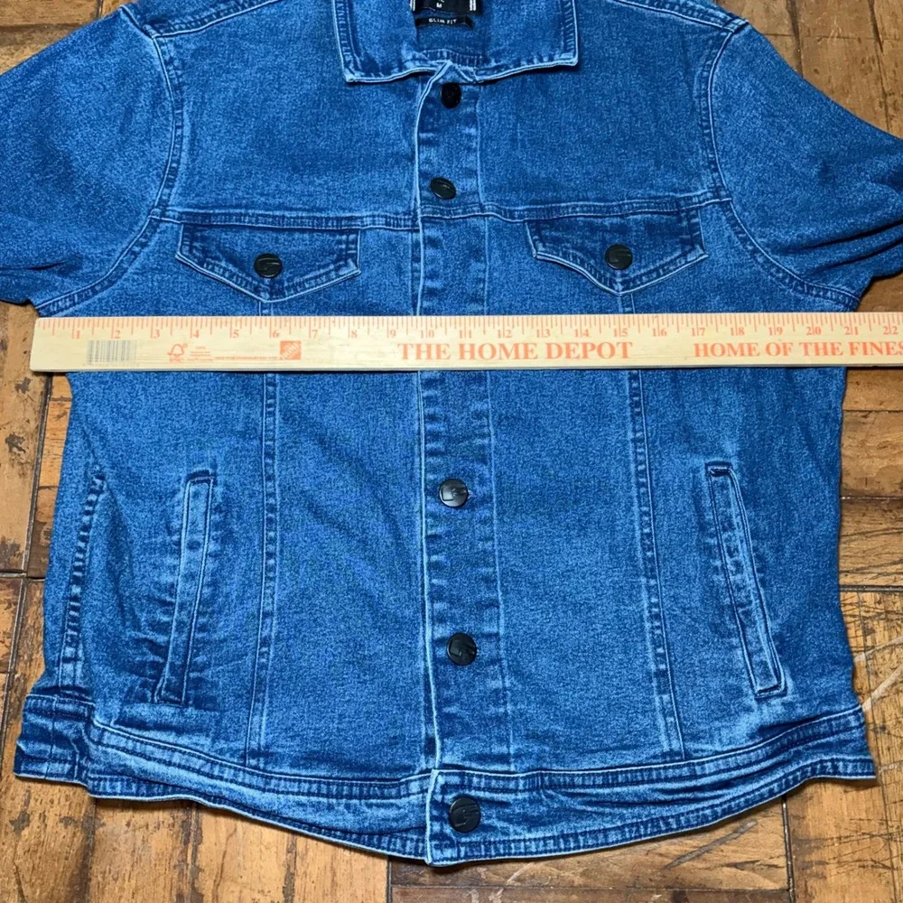 Fried Denim Mens Dark Wash Slim Fit Trucker Jacket Blue Size Medium